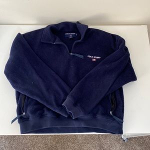 Vintage Polo Sport Men’s Navy Mock Neck Fleece